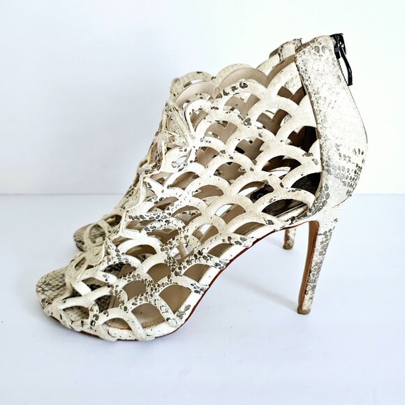 Vince Camuto Leather Snake Print Open Cage High Heel Sandal Zipper Sz 10~SH156.1 - Picture 3 of 9